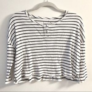 We The Free Black and White Striped Top